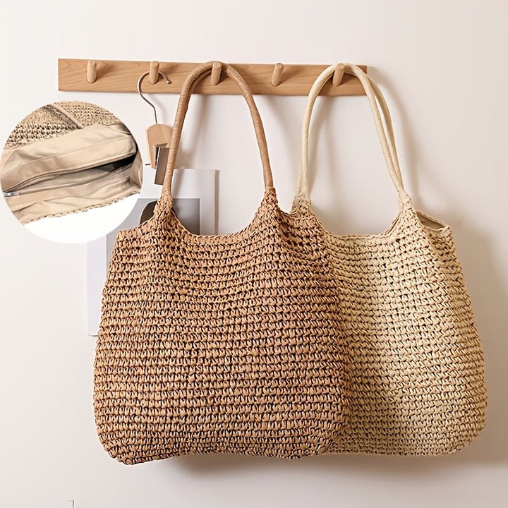Natalina | Woven Straw Crossbody Bag - Přírodní