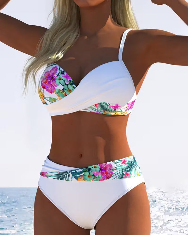 Bikini, top ve stylu braletky, kontrastní potisk