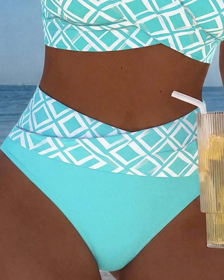 Dvojdielne bikiny s podprsenkovým strihom a diamantovým vzorom