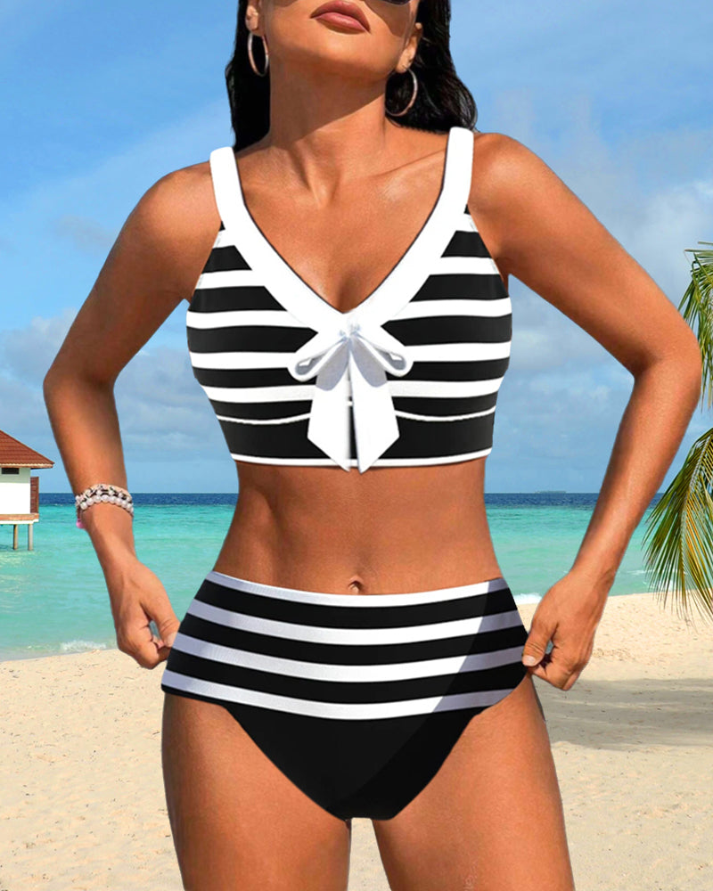Laluna® | Pruhované bikiny s vysokým pasem