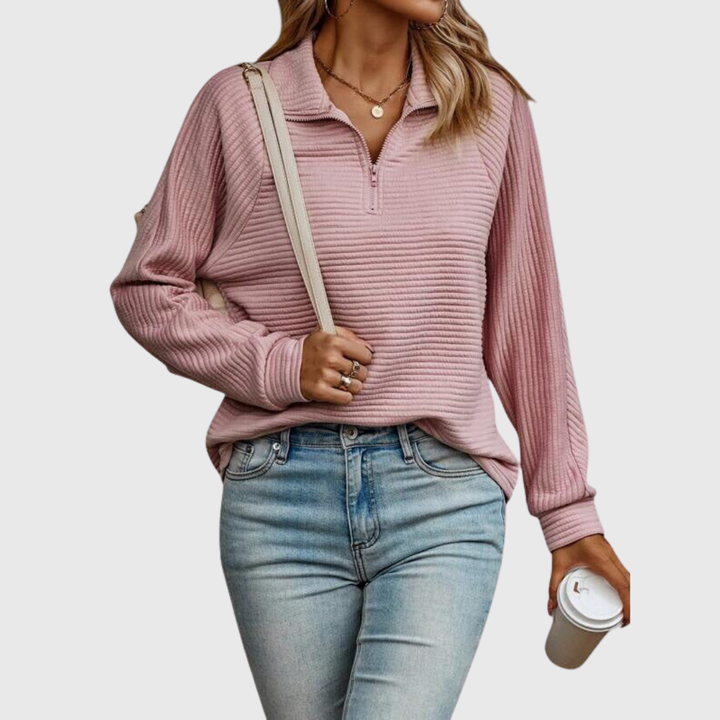Nora | Stylový svetr s polo zipem