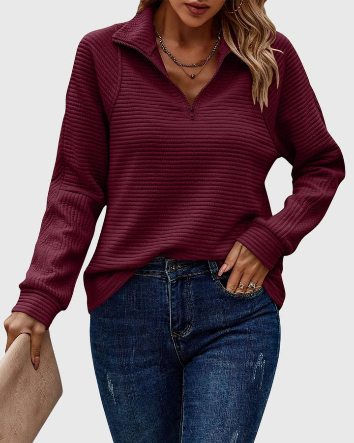 Nora | Stylový svetr s polo zipem