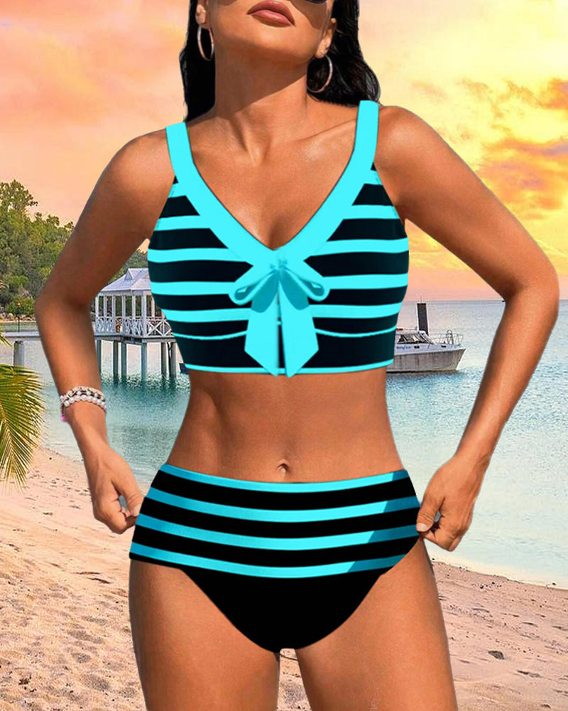 Laluna® | Pruhované bikiny s vysokým pasem