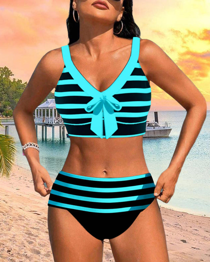 Laluna® | Pruhované bikiny s vysokým pasem