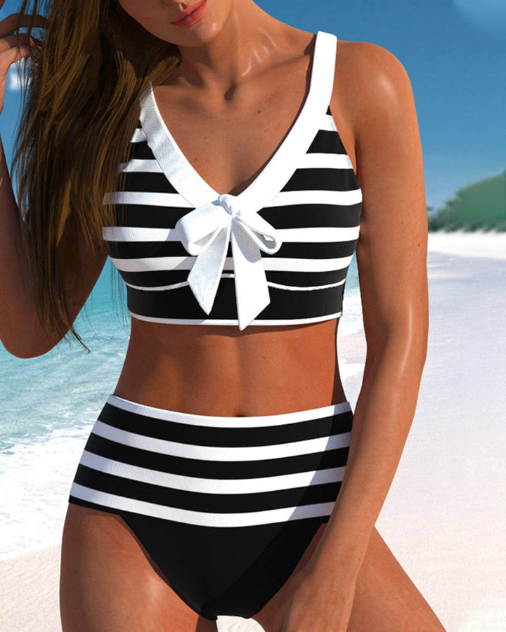 Laluna® | Pruhované bikiny s vysokým pasem