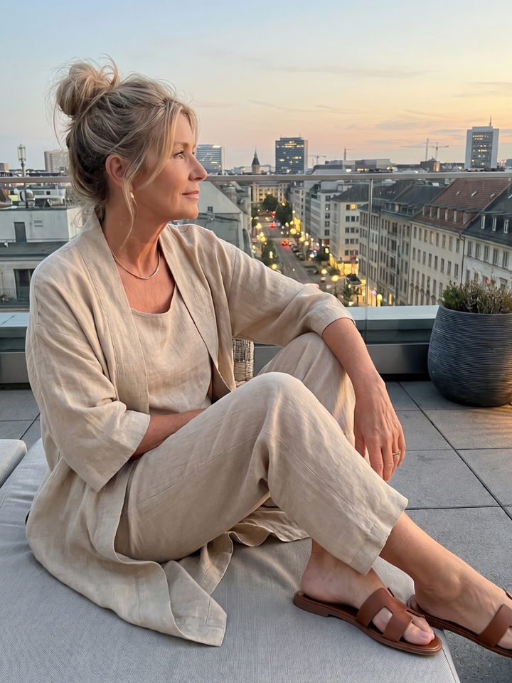 Jana | Třídílný volný komplet s topem a kalhotami