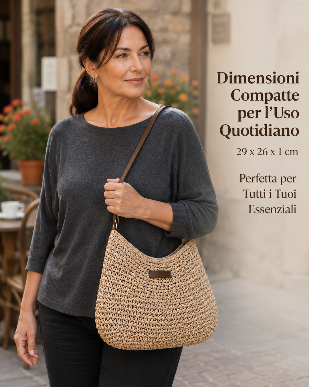 Colomba | Elegantní tkaná taška - Tmavě béžová