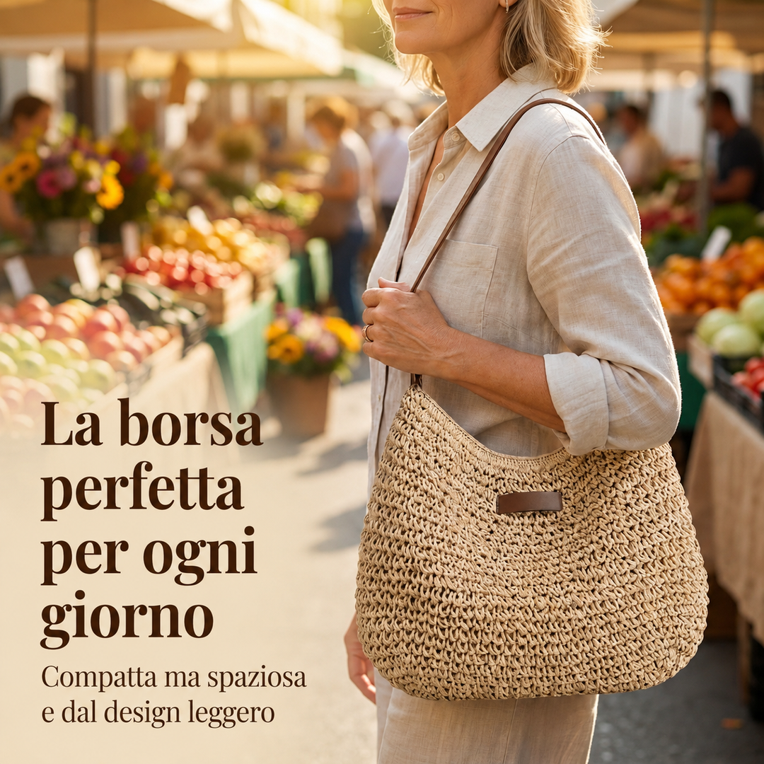 Colomba | Elegantní tkaná taška - Tmavě béžová