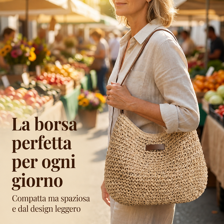 Colomba | Elegantní tkaná taška - Tmavě béžová