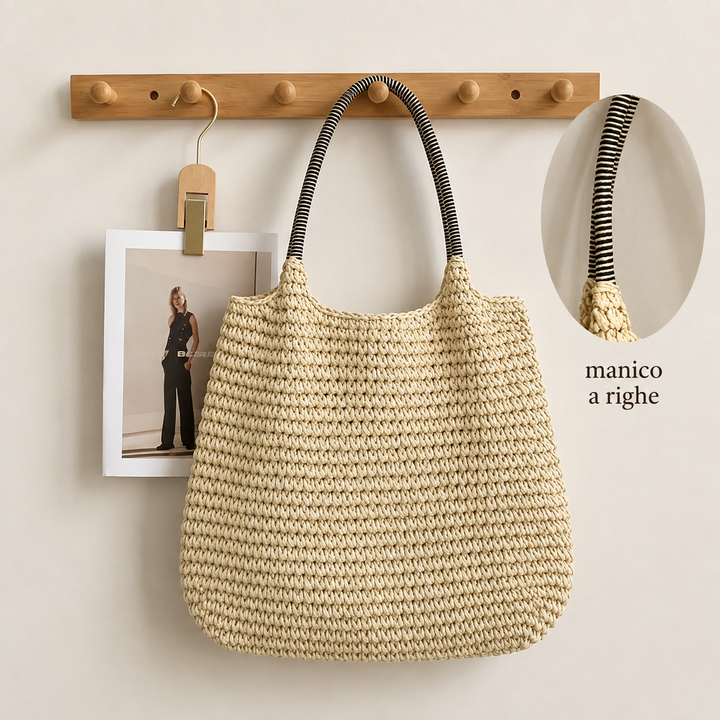 Natalina | Woven Straw Crossbody Bag - Přírodní