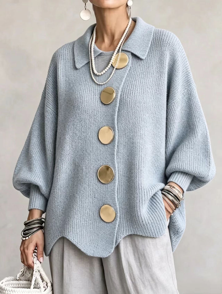 Isadora | Oversize kardigan s límcem a velkými kovovými knoflíky
