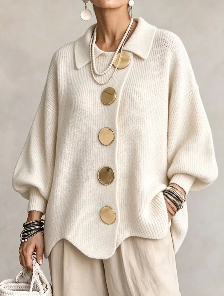 Isadora | Oversize kardigan s límcem a velkými kovovými knoflíky