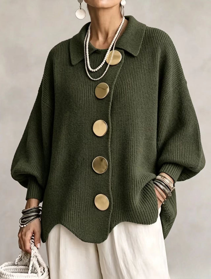 Isadora | Oversize kardigan s límcem a velkými kovovými knoflíky