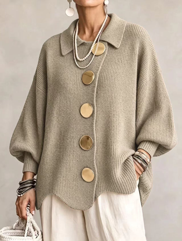 Isadora | Oversize kardigan s límcem a velkými kovovými knoflíky