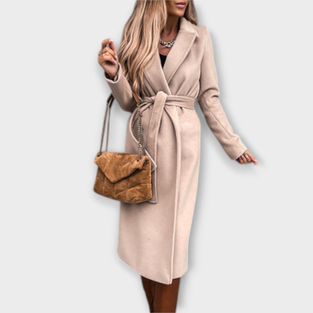 Eliza - Dlouhý kabát s páskem ve stylu