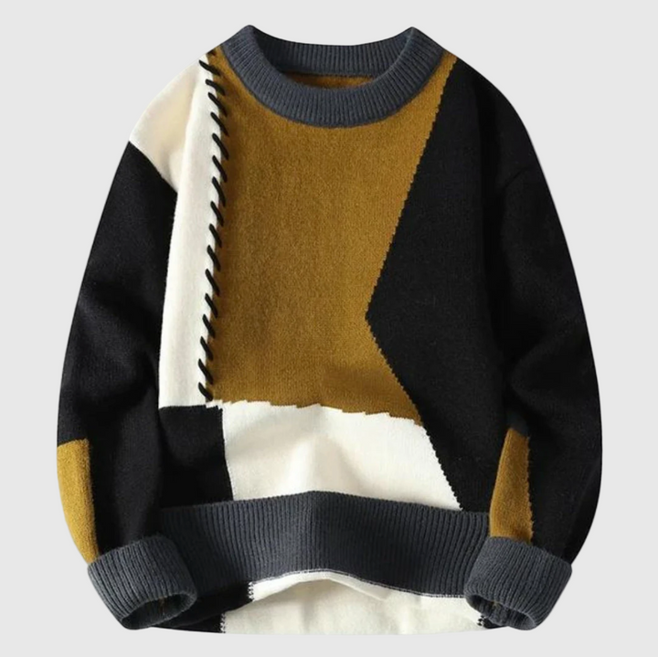 Jaroslav | Pletený svetr s patchwork vzorem