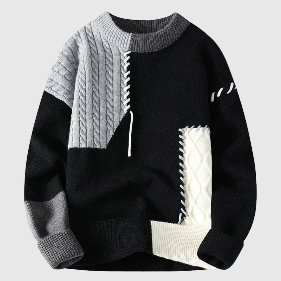 Jaroslav | Pletený svetr s patchwork vzorem