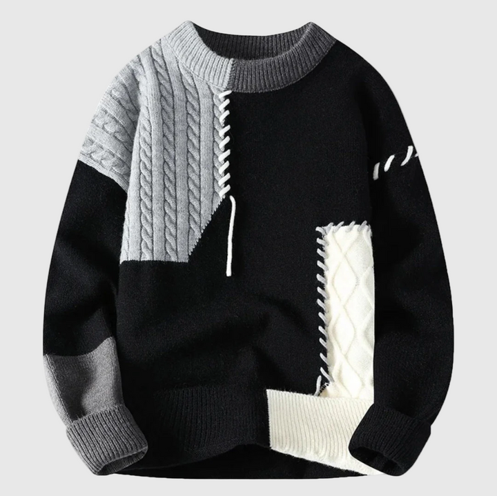 Jaroslav | Pletený svetr s patchwork vzorem