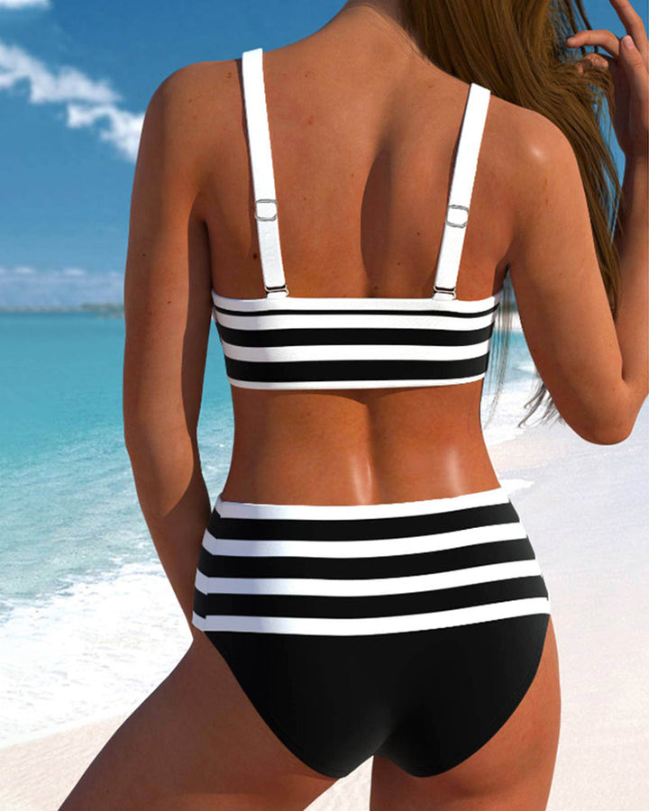 Laluna® | Pruhované bikiny s vysokým pasem