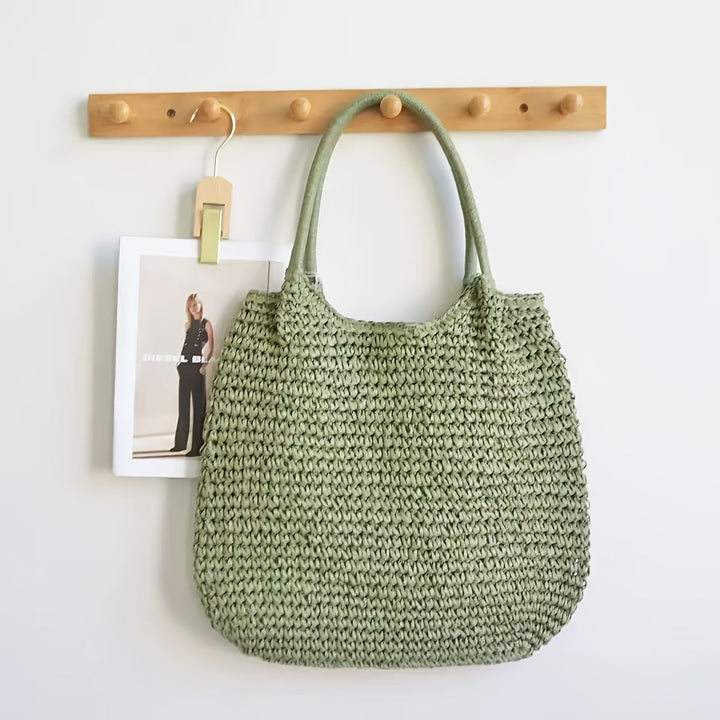 Matilde | Woven Straw Crossbody Bag - Salvia Zelená