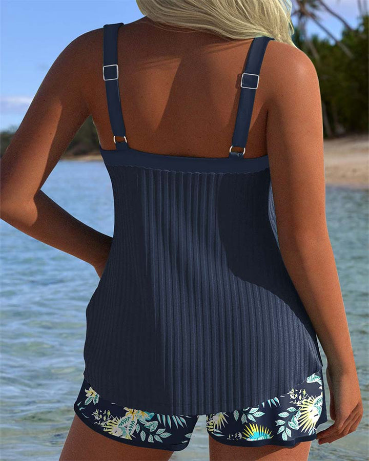 Laluna® | Tankini s pruhovanými dvoudílnými plavkami