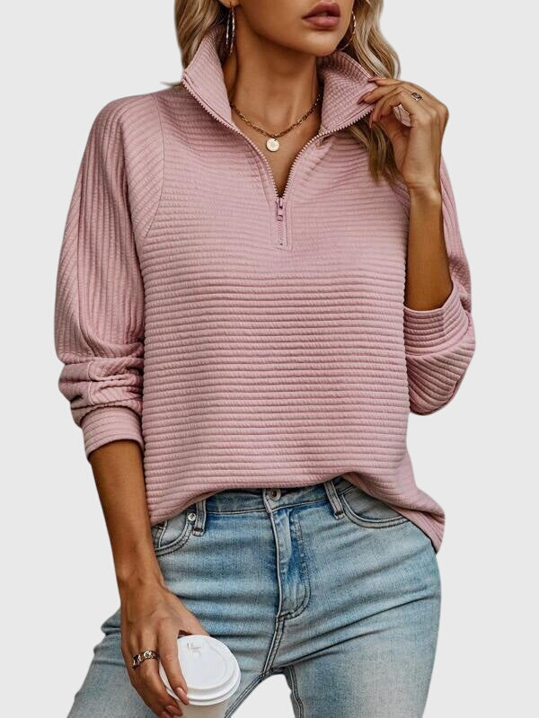 Nora | Stylový svetr s polo zipem