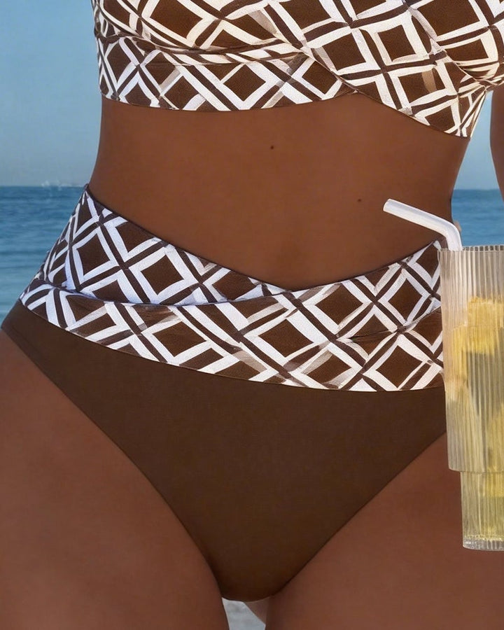 Dvojdielne bikiny s podprsenkovým strihom a diamantovým vzorom