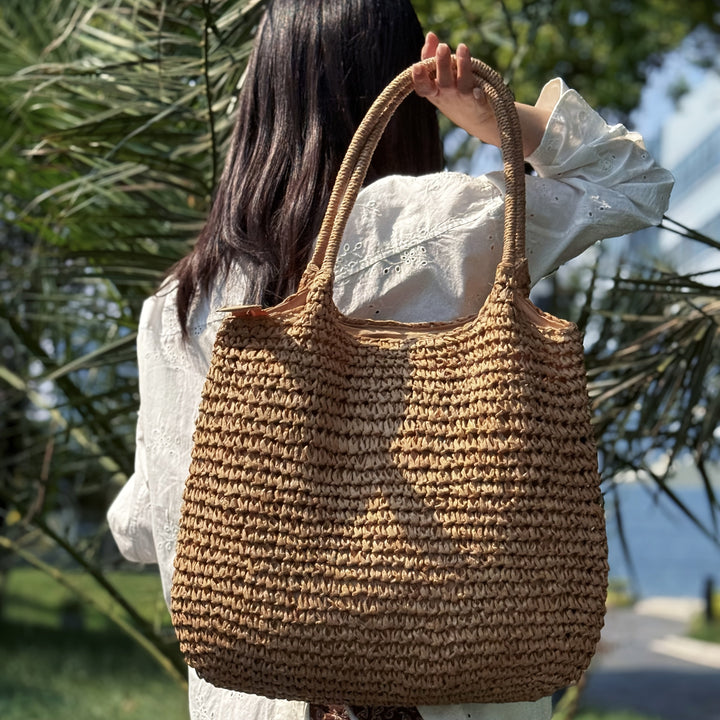 Manuela | Woven Straw Crossbody Bag - Světle přírodní