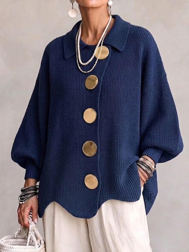 Isadora | Oversize kardigan s límcem a velkými kovovými knoflíky