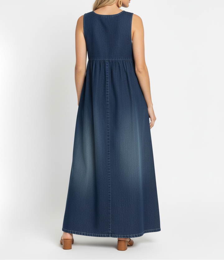 Kamila - Maxi šaty z opraného vintage denimu